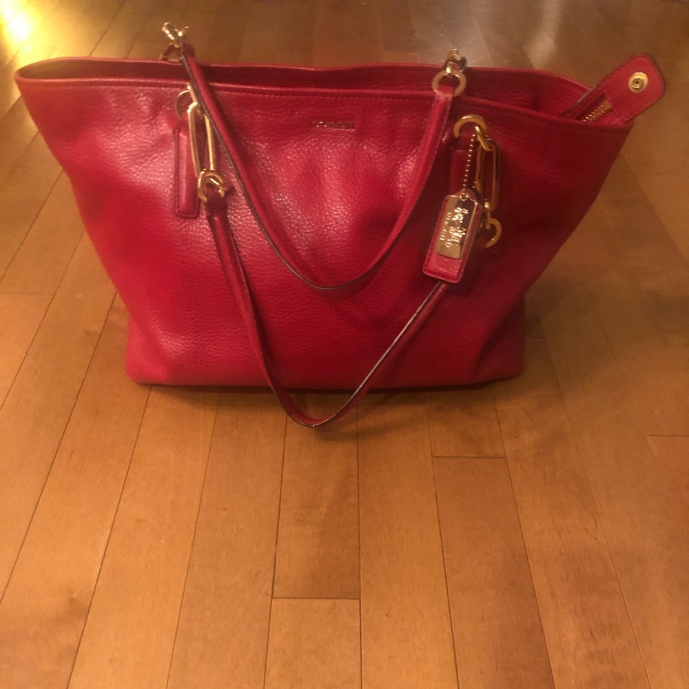Coach Red Pebble Learher Handbag